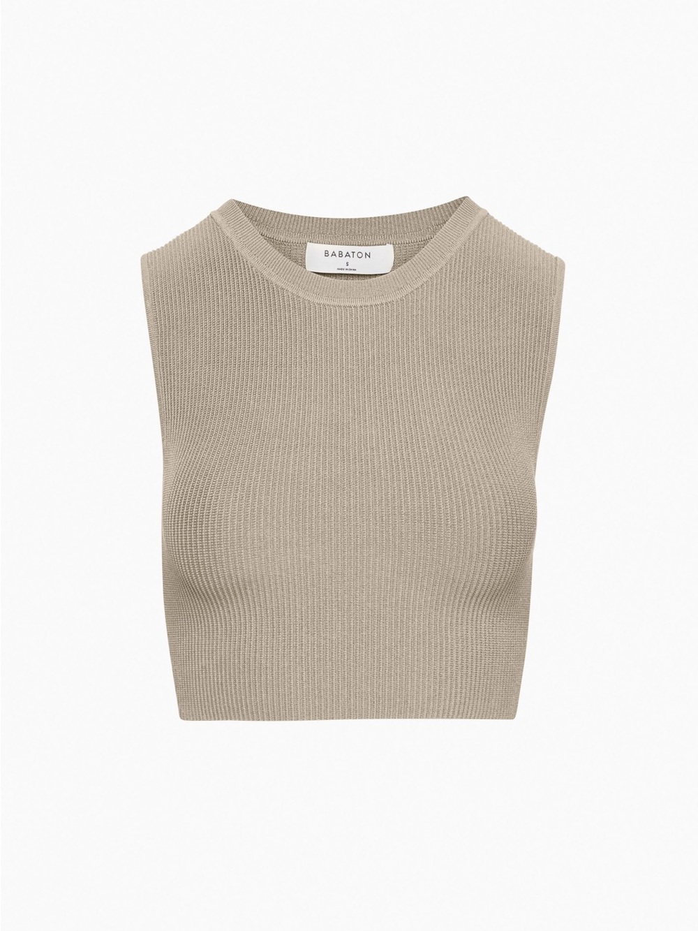 Aritzia Babaton Sculpt Knit Muscle Cropped Tank Taupe Small
